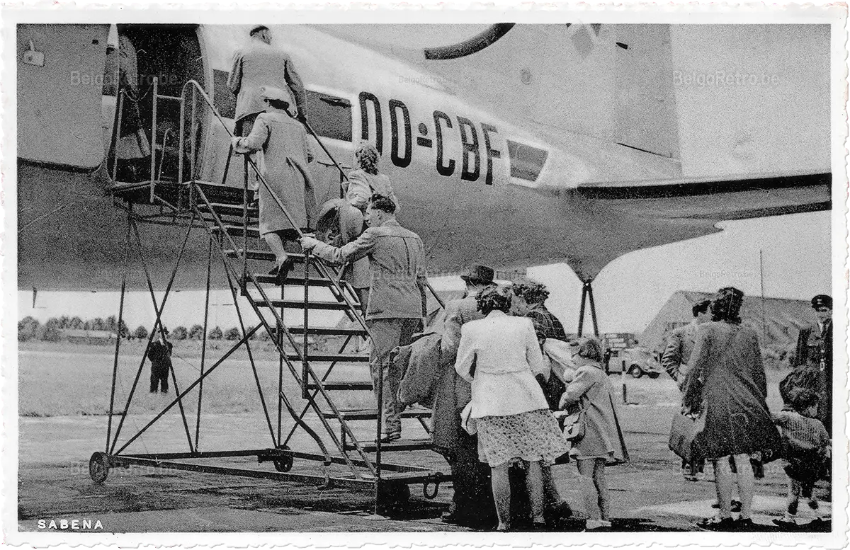 SABENA  Voyages en Avion Embarquement pour le Congo à l’aérodrome de Melsbroeck  Ern. Thill, Bruxelles 