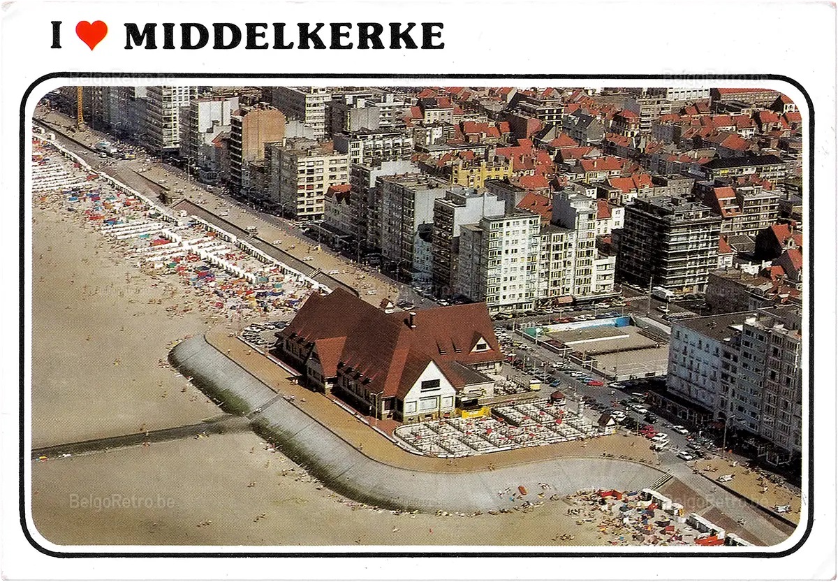 I LOVE MIDDELKERKE MIDDELKERKE Luchtopname - Casino, strand en Zeedijk Vue aérienne - Casino, plage et digue   © a. van mieghem - B.8400 oostende - tel: 059/70.86.22 